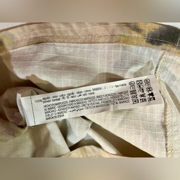 Zara New Beige COTTON Mini Cargo Skirt S Camouflage Elastic Waist Drawstring - Picture 7 of 12